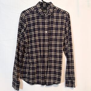 TRUMAKER Blue Plaid Flannel Long Sleeve Button Down Sz. L